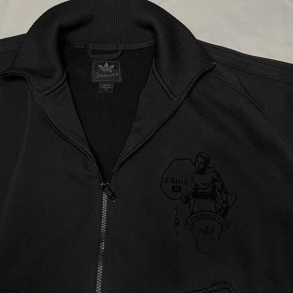 Adidas Muhammad Ali Men’s XL Zaire George Foreman 1974 RARE JACKET Boxing Black